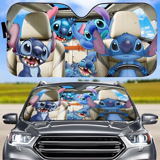 Discover Stitch Car Sun Shade, Lilo And Stitch Auto Sun Shade, Funny Car Decoration, Disneyland Car Windshield, Stitch Movie Sun Shade For Car