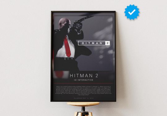 Hitman 2 Poster | Gaming Poster | Video Game Prints | Wall Decor Posters | Gaming Gift | Video Game Poster | Gaming Decor