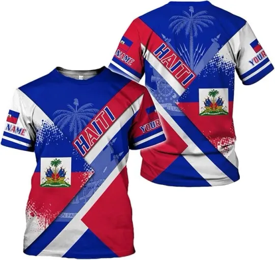 Personalized Haiti Pride Flag Shirt, Haitian Pride T shirt 3D for Men   Women