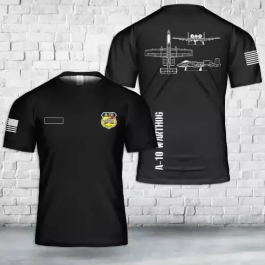 Custom Name US Air Force Fairchild Republic A-10 Warthog T-Shirt 3D