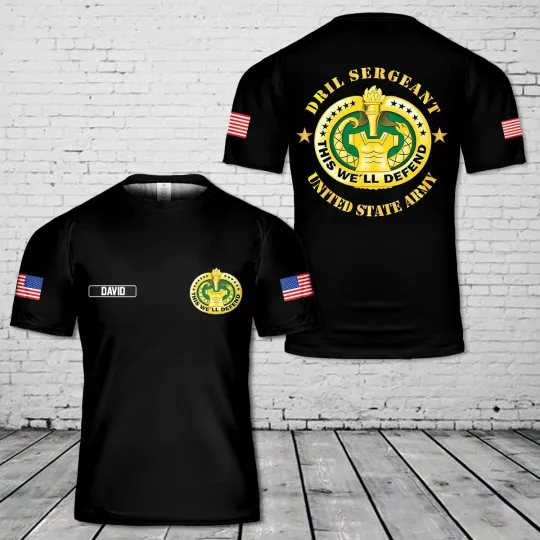 Custom Name US Army Drill Sergeant Military AOP Shirt 3D shirt