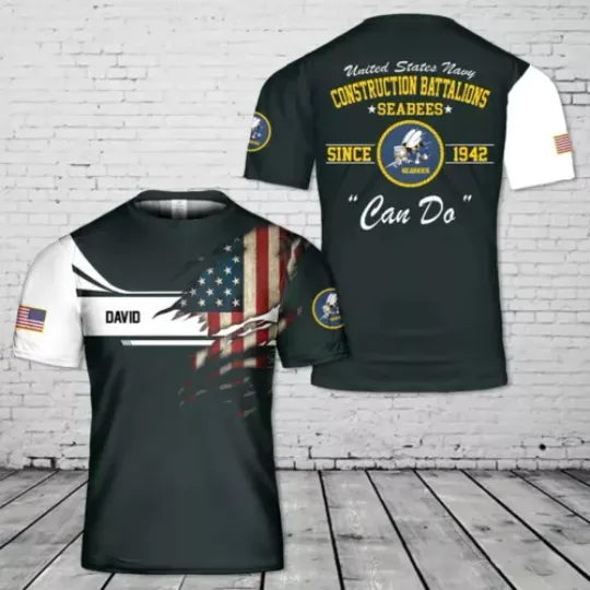 Custom Name US Navy Seabee All Over Printed Shirt 3D Shirt Full size