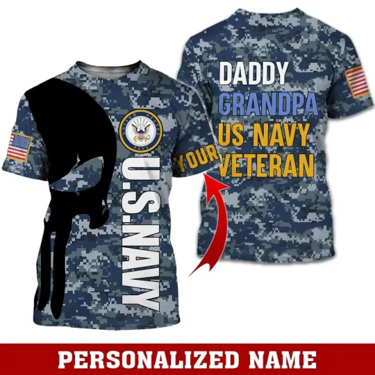 Discover Personalized Name And Military Navy Soldier AOP Shirt 3D T-Shirt Full