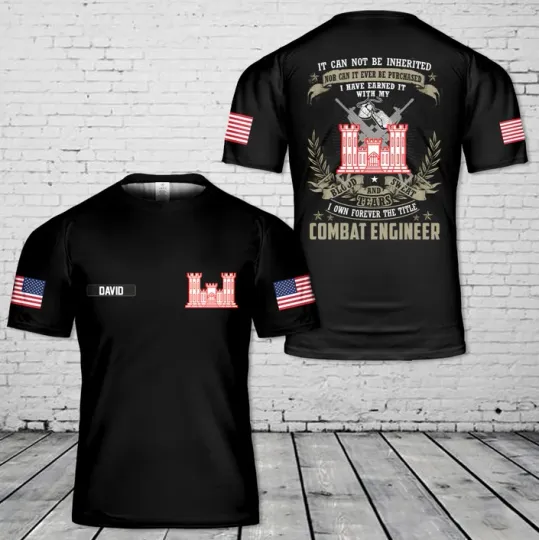 Custom Name Combat Engineer AOP 3D T-Shirt