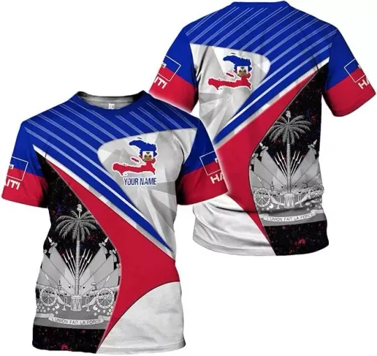 Personalized Haiti Pride Flag Shirt, Haitian Pride T shirt 3D for Men & Women