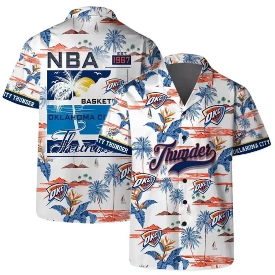 OKC Thunder Hawaiian Button Down Shirt