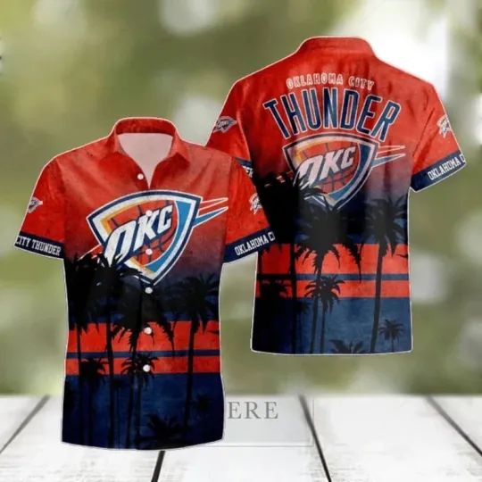 OKC Thunder Hawaiian Button Down Shirt