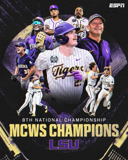 LSU Tigers 2025 College World Series Champions Poster
