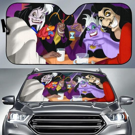 Disney Villains Auto Sun Shade, Evil Queen Car Windshield Cover, Maleficent Ursula Sunshade, Car Accessory, Disney Cartoon Car Sunshade