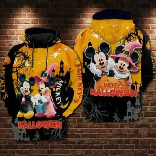Mickey And Minnie In Halloween Costume Mickey's Halloween 3D HOODIE US SIZE