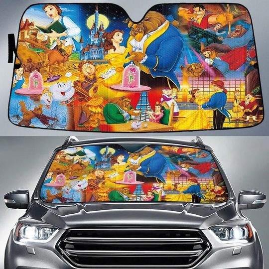 Beauty and The Beast Car Sunshade, Tale As Old As Time Sunshade, Belle Princess Car Shade, Disney Vacation, Car Decoration