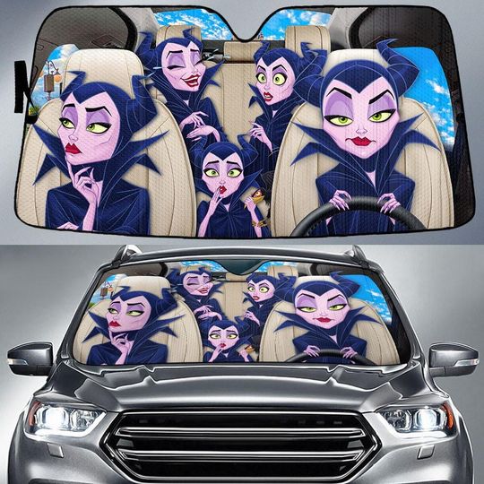 Maleficent Auto Sunshade, Disney Villain Car Sun Shade, Gothic Windshield Cover, Sleeping Beauty Car Decor, Evil Queen Dark Fairy Merch
