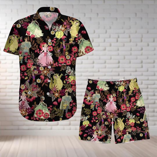 Disney Princess Button Shirt And Shorts, Aurora Tiana Maleficent Dr Facilier Hawaiian Shirt, Fairytale Tropical Clothes, Summer Shirt