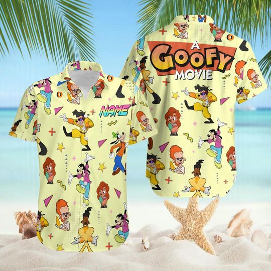 A Goofy Movie Hawaiian Shirt, Disneyland Max Roxanne Goofy Powerline Hawaii Shirt, Disneyland Hawaiian, Family Matching Shirt, Summer Trip