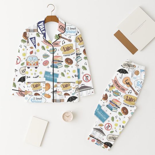 Stars Hollow Pajamas Set, Gilmore Girls Pyjamas, Luke Coffee Shop Sleepwear, Cozy Fall Gift, TV Series Design, Women Clothing