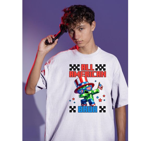 Comfort Colors 4th Of July Minecraft T-Shirt, Patriotic Gamer Tee, Independence Day Shirt, Labor Day Tee