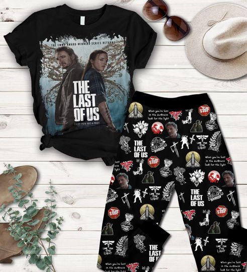 The Last of Us Comics Pajamas Set, Retro Joel Miller Pedro Pascal T-Shirt, Tlou Video Game Loungewear, Vintage 90s Sleepwear For KIds A