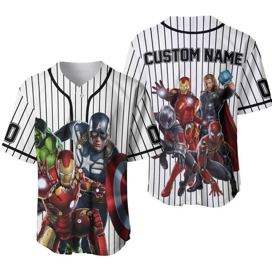 Customized Ironman Captain America And Hulk Baseball Jersey, Custom Marvel Comics Heros Jersey For Fan, Ironman And Captain Fans