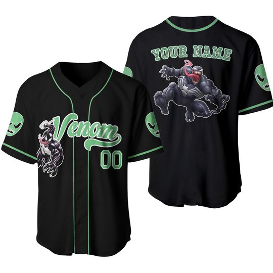 Custom Venom Baseball Jersey, Personalized Marvel Venom Shirt, Spiderman Villain Jersey, Family Matching Superhero Birthday Shirt