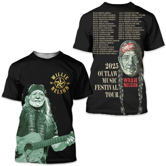 Nelson 2025 Outlaw Music Festival Tour 3D T-Shirt, new