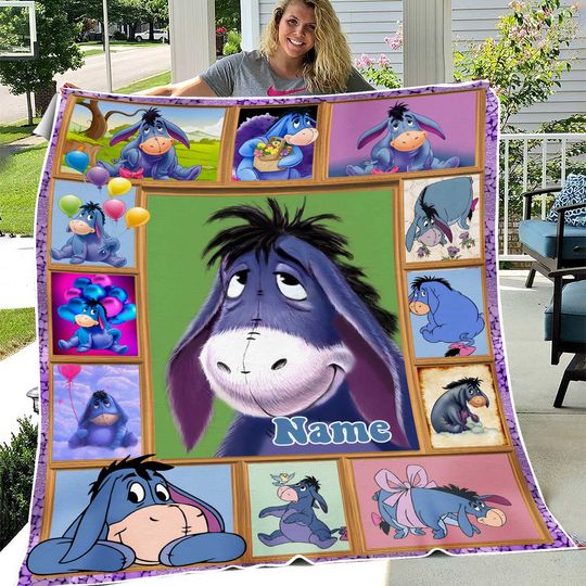 Winnie Pooh Eeyore Fleece Blanket, Personalized Eeyore Birtdhay Winnie The Pooh Eeyore Birthday Theme Party, Disney  Eeyore Christmas Gifts