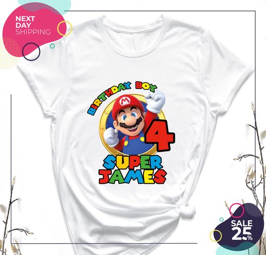 Personalized Super Mario Family Birthday Shirt | Super Mario Family Shirts | Birthday Party | Custom Super Mario Birthday Toddler T-Shirt