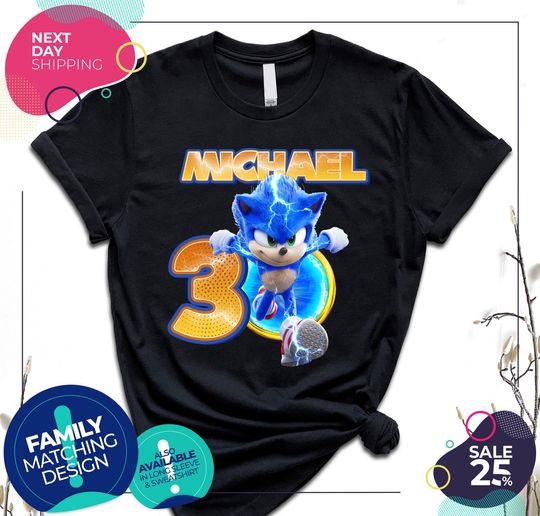 Sonic Birthday shirt personalized with age and name | Custom Sonic Shirt | Sonic Family Birthday Shirt | Sonic Kids Shirt | Birthday Party