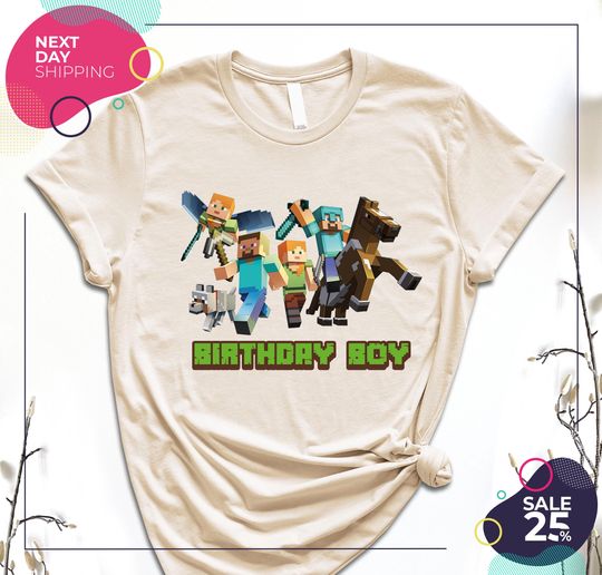Minecraft Shirt | Birthday Party Shirt | Custom Family Birthday Tee | Gift for Kids | Mine Craft Family Matching Birthday Shirts