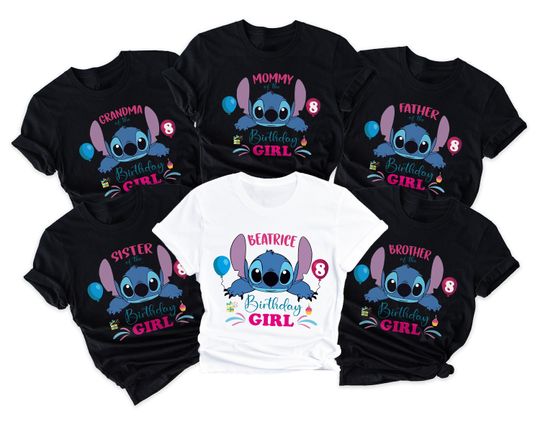 Stitch Birthday Shirt, Personalized Birthday Shirt, Custom Stitch Birthday Shirt, Stitch Birthday Girl Shirt, Stitch Birthday Family Shirts