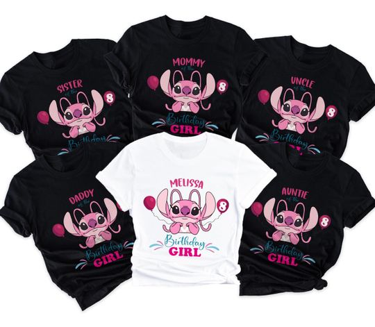 Stitch Angel Birthday Shirt, Personalized Birthday Shirt, Custom Angel Birthday Shirt, Angel Birthday Girl Tee, Angel Birthday Family Shirts