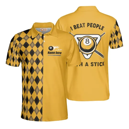 Billiard Custom Shirt 8 Pool Player Custom Name Men Polo Shirt