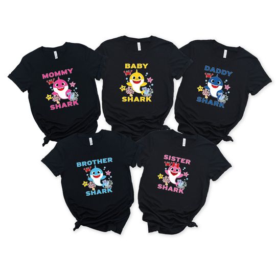 Custom Baby Shark Birthday Family Shirt, Funny Family Matching Shirt, Personalized Baby Shark Tee, Family Vacation Tee, Family Birthday Tee
