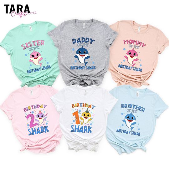 Family Matching Sharks Shirt, Custom Birthday Shark Shirts, Shark Theme Tee, Matching Family Shark Tee, Matching Birthday Family Shirt, 427
