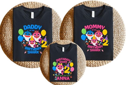Personalized Birthday Shark Family Shirt, Birthday Shark Family Matching Tee, Mommy Daddy Shark Birthday Tee, Baby Shark Party Shirt