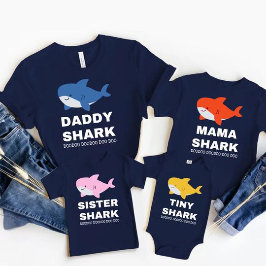Family Matching Sharks Shirt, Baby Shark Custom Shirts, Custom Birthday Shark T-Shirt, Baby Shark Tees, Family Shark Outfit, Matching Family