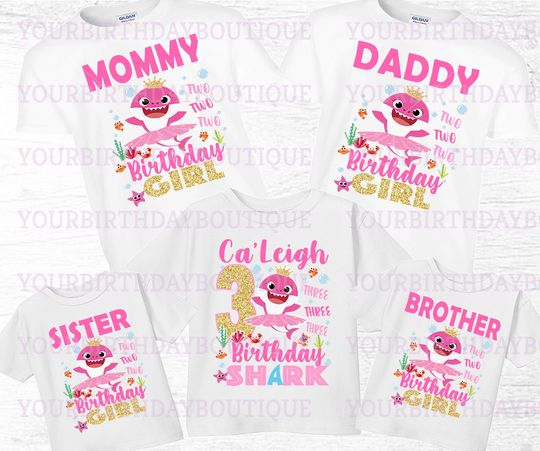 Personalized Shark Birthday Shirt for Girls (NOT BLING SHIRT)