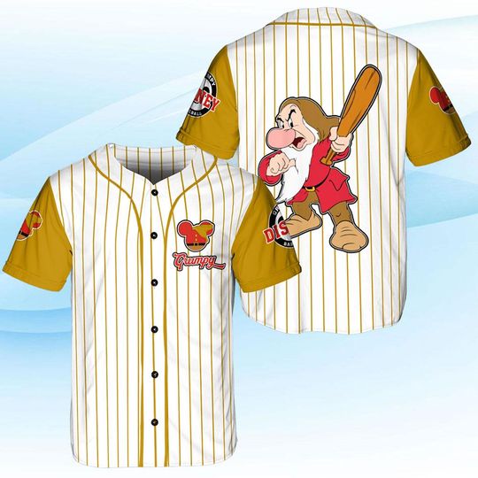 Grumpy Dwarf Baseball Jersey, Disneyland Family Matching shirt,  Cartoon Baseball Tee for Toddler Kid & Youth