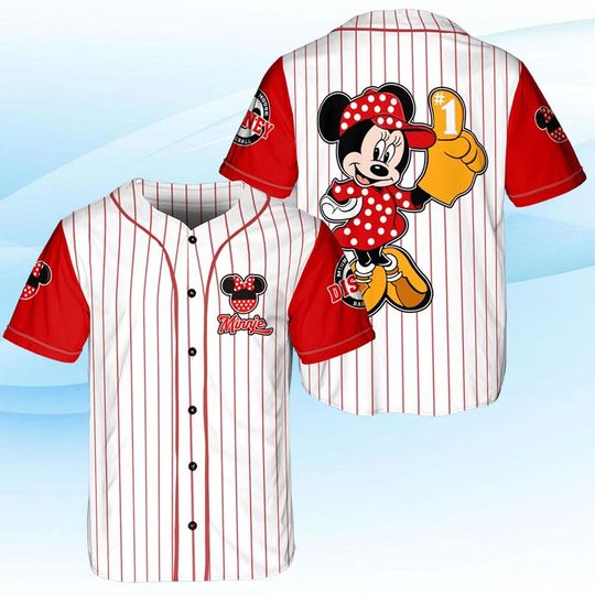Minnie Mouse Baseball Jersey, Disneyland Family Matching shirt, Cartoon Baseball Tee for Toddler Kid & Youth