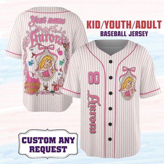 Custom Aurora Sleeping Beauty Baseball Jersey, Princess Aurora Tee, Disneybound Outfit, Princess Matching Jersey, Disneyland Family Tee