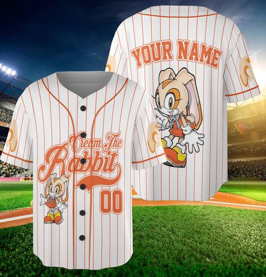 Custom Cream The Rabbit  Baseball Jersey , Personalized Number & Name Sonic Jersey, Sonic party jersey, Birthday gift for Kids