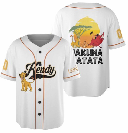 Personalized Disney The Lion King Simba Hakuna Matata Jersey, Custom Baseball Jersey Uniform, Disney Baseball Fan Lover Gift