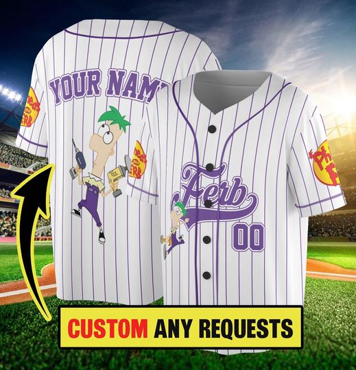 Custom Phineas And Ferb Perry The Platypus Baseball Jersey, Perry Birthday Jersey, Phineas And Ferb Disney Family Shirts, Funny Perry Shirt