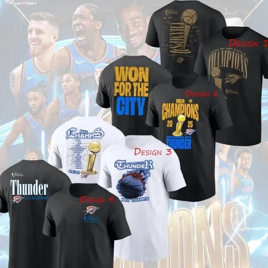 OKC Thunder 2025 Basketball Finals Champions Double Sided T-Shirt - All Sizes