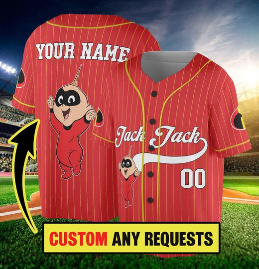 Custom Jack-Jack Baseball Jersey Shirt, Incredibles Kid/Youth/Adult Jersey, Personalized Superhero Shirt, Family Gift Outfit