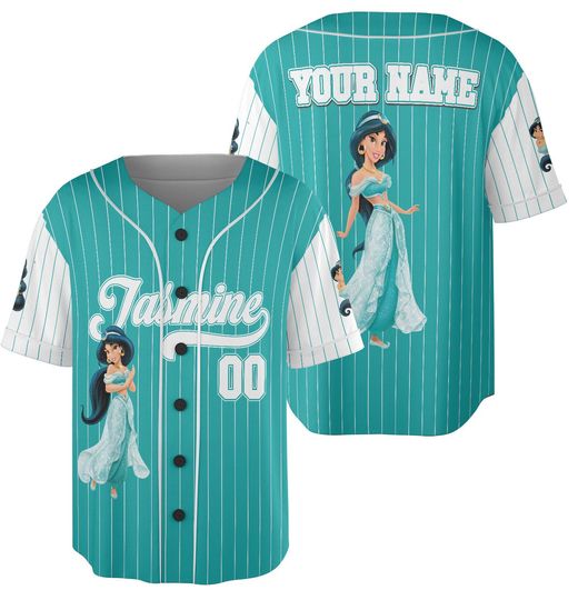 Custom Princess Jasmine Aladdin Simple, Custom Name Game Day Kid Adult Jersey, Gift For Baseball Fan Princess Matching