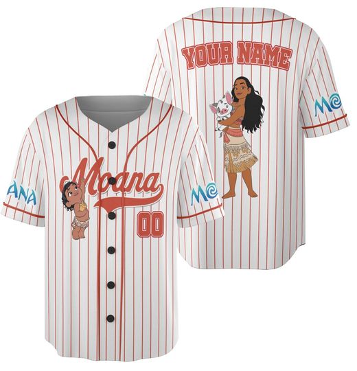 Custom Moana Princess Jersey, Custom Name & Number Kid Youth Adult Jersey, Gift For Fan, Birthday Gift for Kids