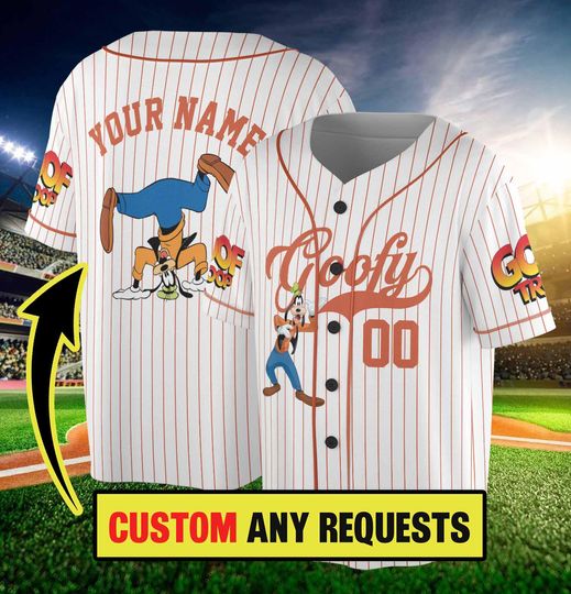 Custom Goofy Baseball Jersey, Custom Kid Youth Adult Mickey Jersey, Goofy Trip Gift for Sport Fans, Funny Goofy Birthday Boy Tee