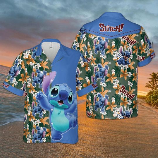 Discover Stitch Hawaiian Shirt, Summer Vacation Aloha Shirt, Dlsney Beach Shirt, Stitch Tropical Summer Shirts, Hawaii Shirt For Adult & Youth