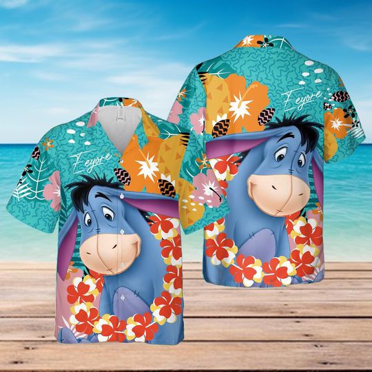 Eeyore Donkey Hawaiian Shirt, Summer Vacation Aloha Shirt, Dlsney Beach Shirt, Eeyore Aloha Summer Shirt, Hawaii Shirt For Adult & Youth