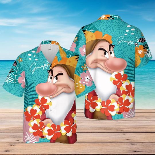 Grumpy Dwarf Hawaiian Shirt, Summer Vacation Aloha Shirt, Dlsney Beach Shirt, Grumpy Aloha Summer Shirts, Hawaii Shirt For Adult & Youth
